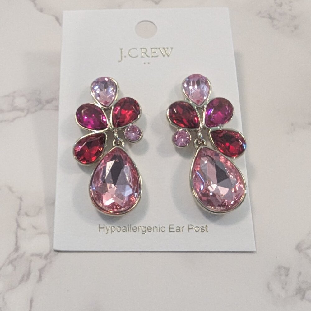 J.Crew Factory Crystal Petal Statement Earrings - Picture 6 of 6